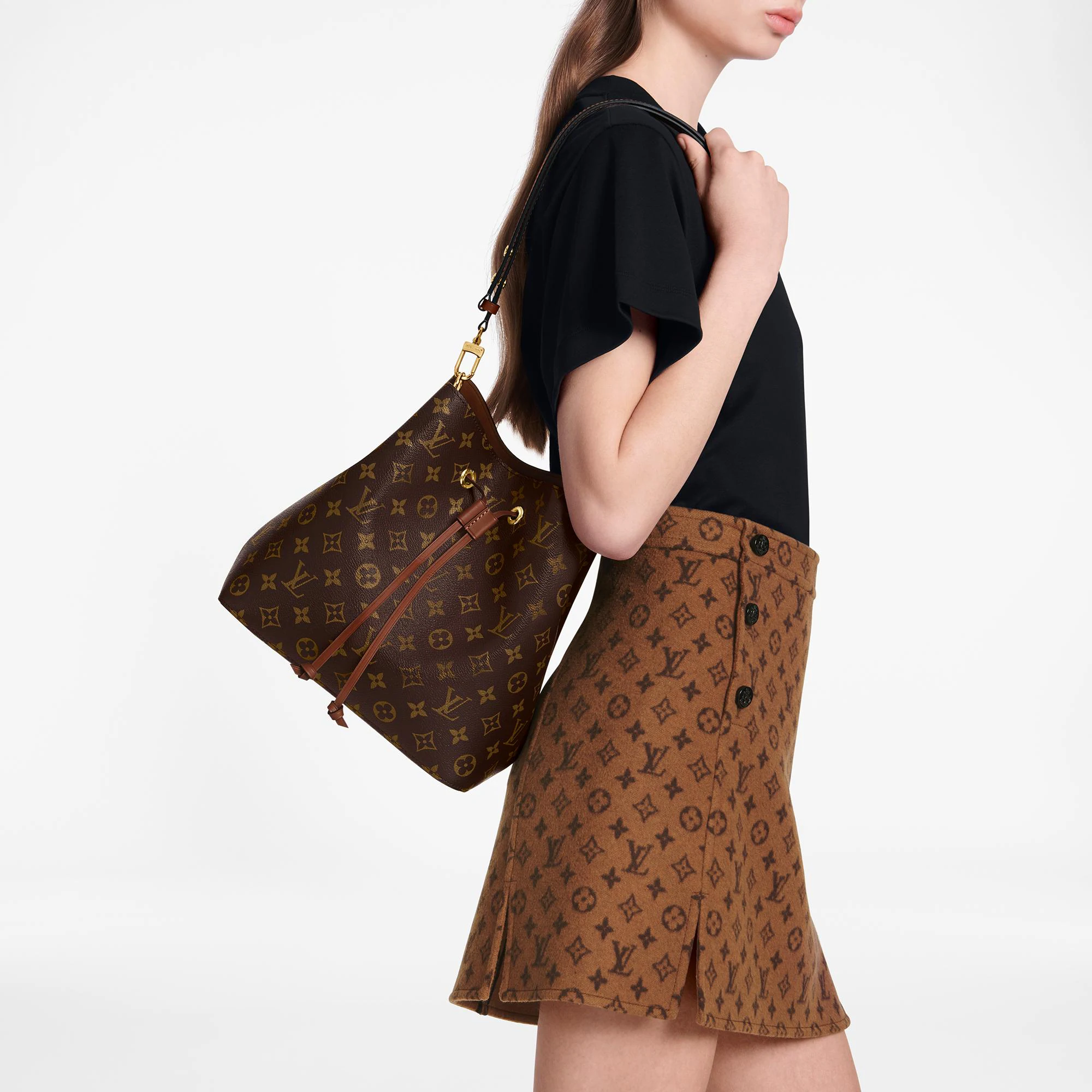 Louis Vuitton Luxury Monogram Canvas And Leather Handbag Neonoe Caramel
