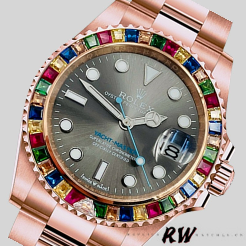 【Super Clone】Rolex Yacht-Master 116695 Everose Gold Grey Dial 40MM Mens Replica Watch