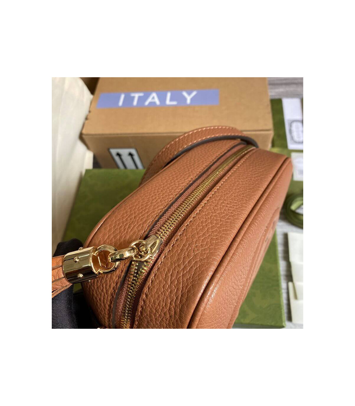 Gucci Soho Small Leather Disco Bag Brown