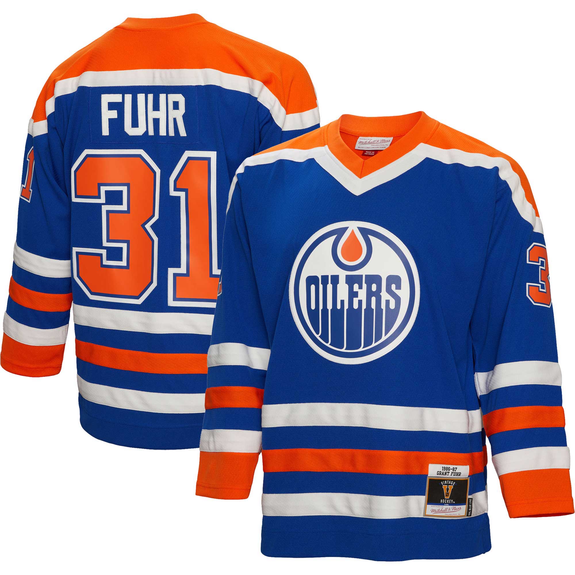 Grant Fuhr Edmonton Oilers Mitchell & Ness  1986/87 Blue Line Player Jersey – Royal