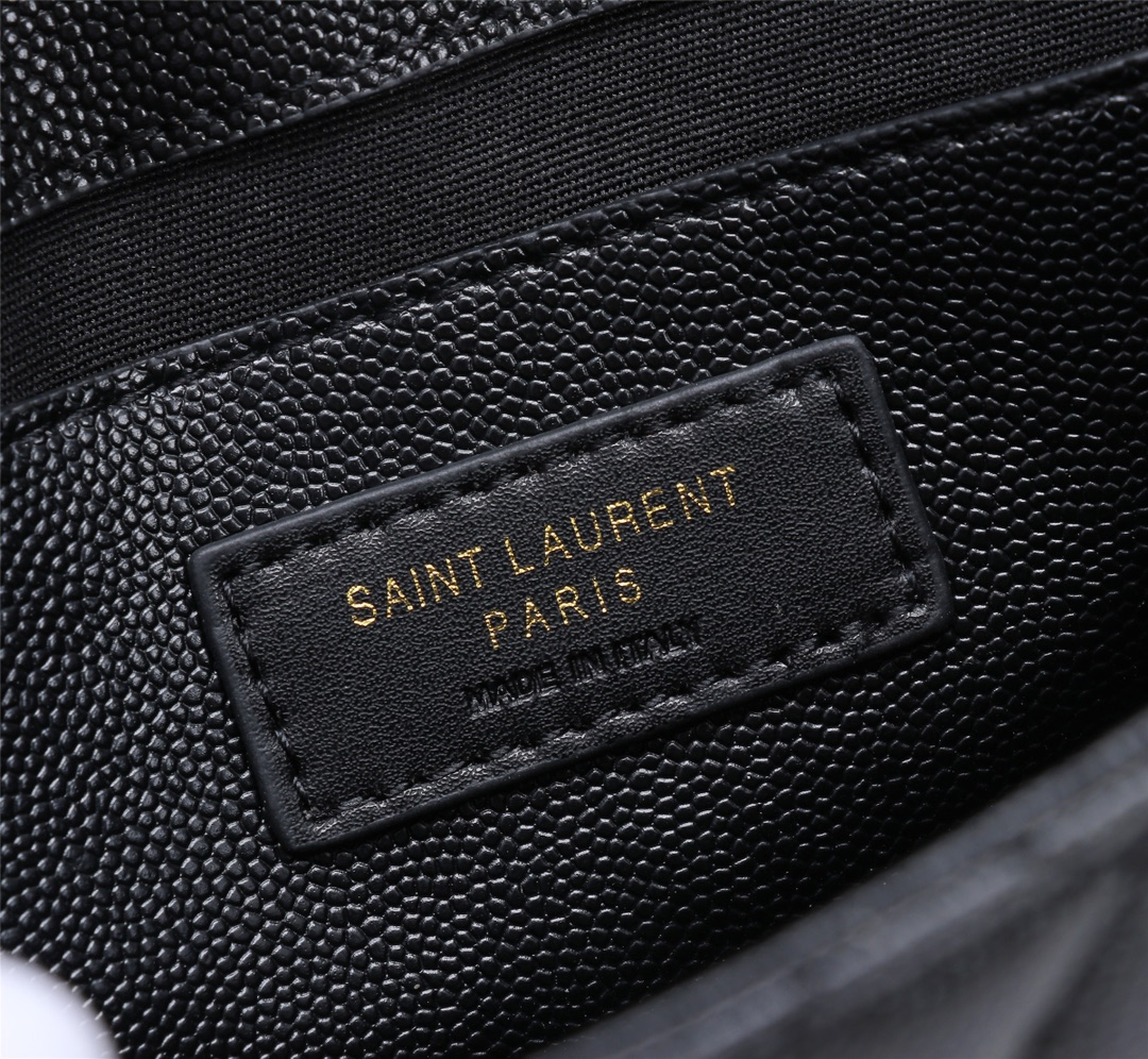 Saint Laurent Envelope Small Bag In Mix Matelasse Grain De Poudre Embossed Black Gold 21Cm