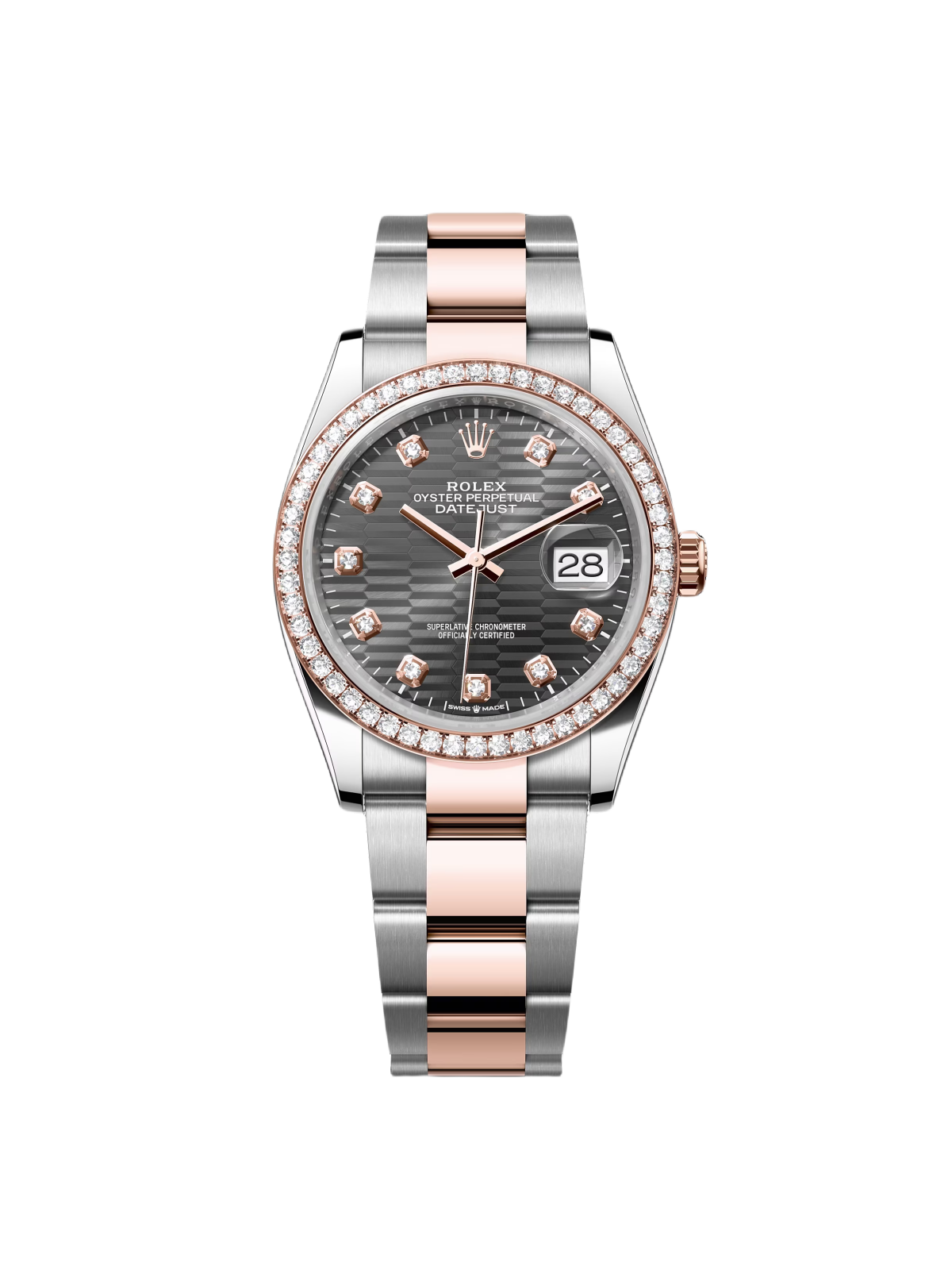 Rolex  Datejust 36mm 126281 Slate Fluted Motif Diamond Dial Diamond Bezel and Oyster Bracelet
