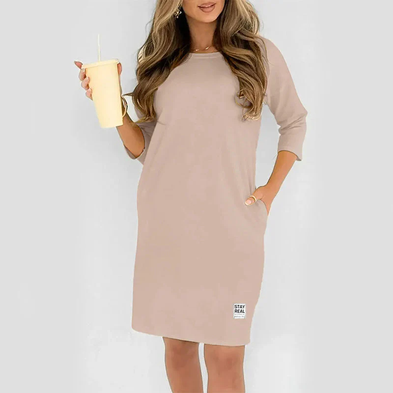✨🔥Women's Crew Neck Casual Loose T-Shirt Dress💕