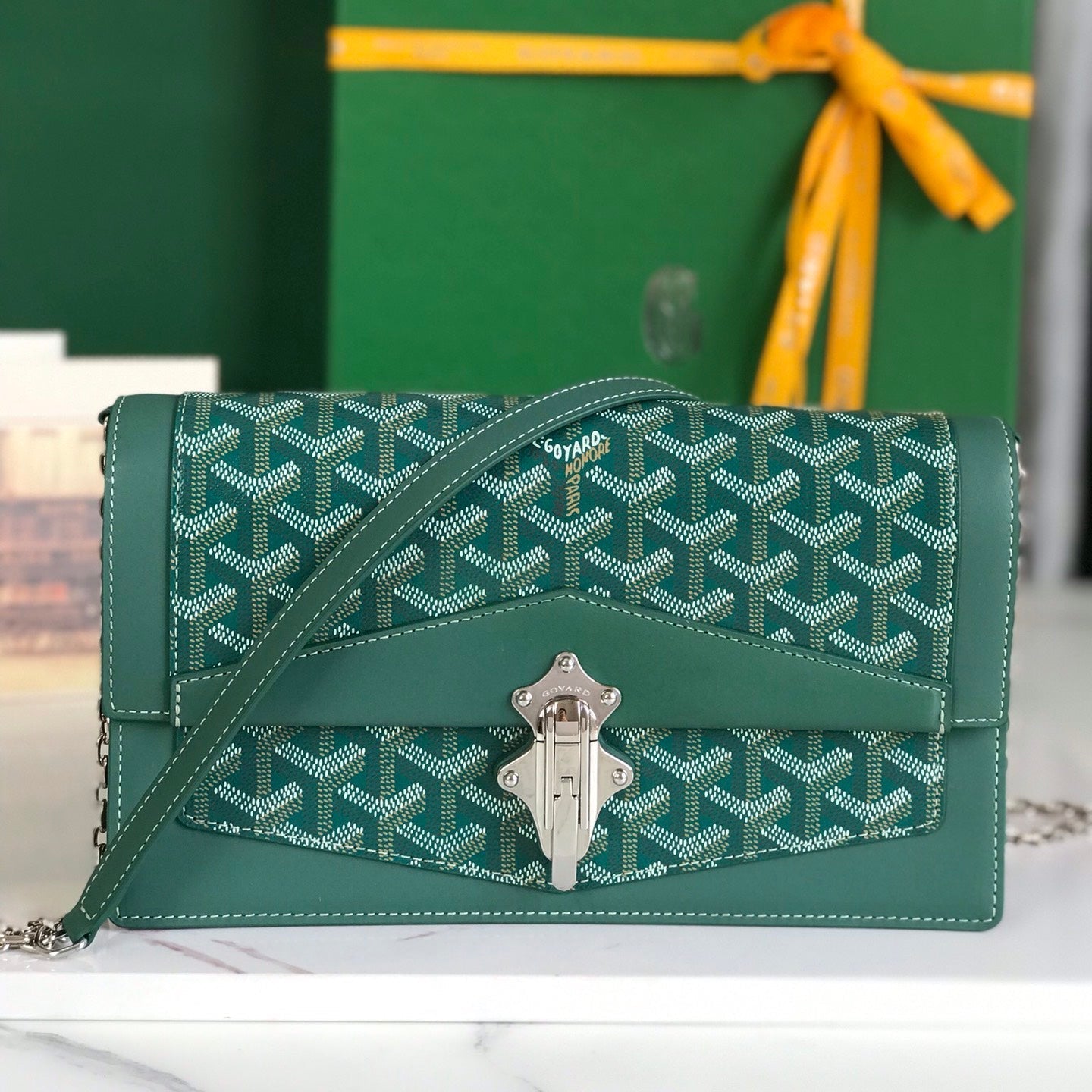 Goyard Duchesse Marie-Caroline Bag 25 Cm Green Goyardine Canvas And Smooth Calfskin
