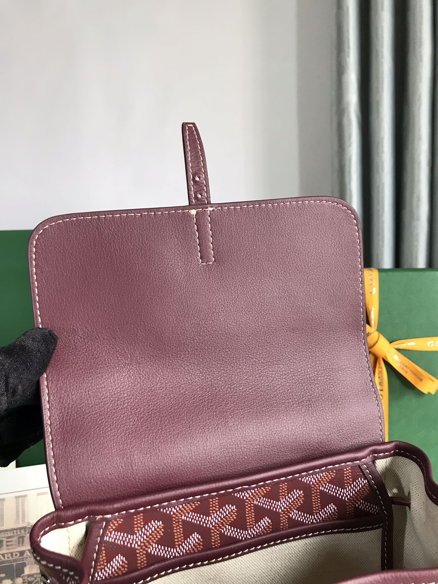 Goyard Alpin Mini Backpack 21 Cm Wine Red Lambskin And Goyardine Canvas