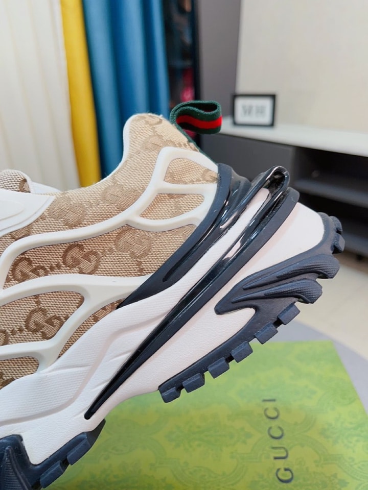 Gucci Gg Men?S Sneaker Rubber Leather Beige