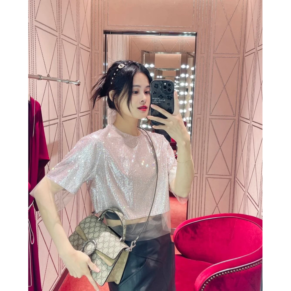 Gucci Small Dionysus Top Handle Bag Taupe Suede Trim
