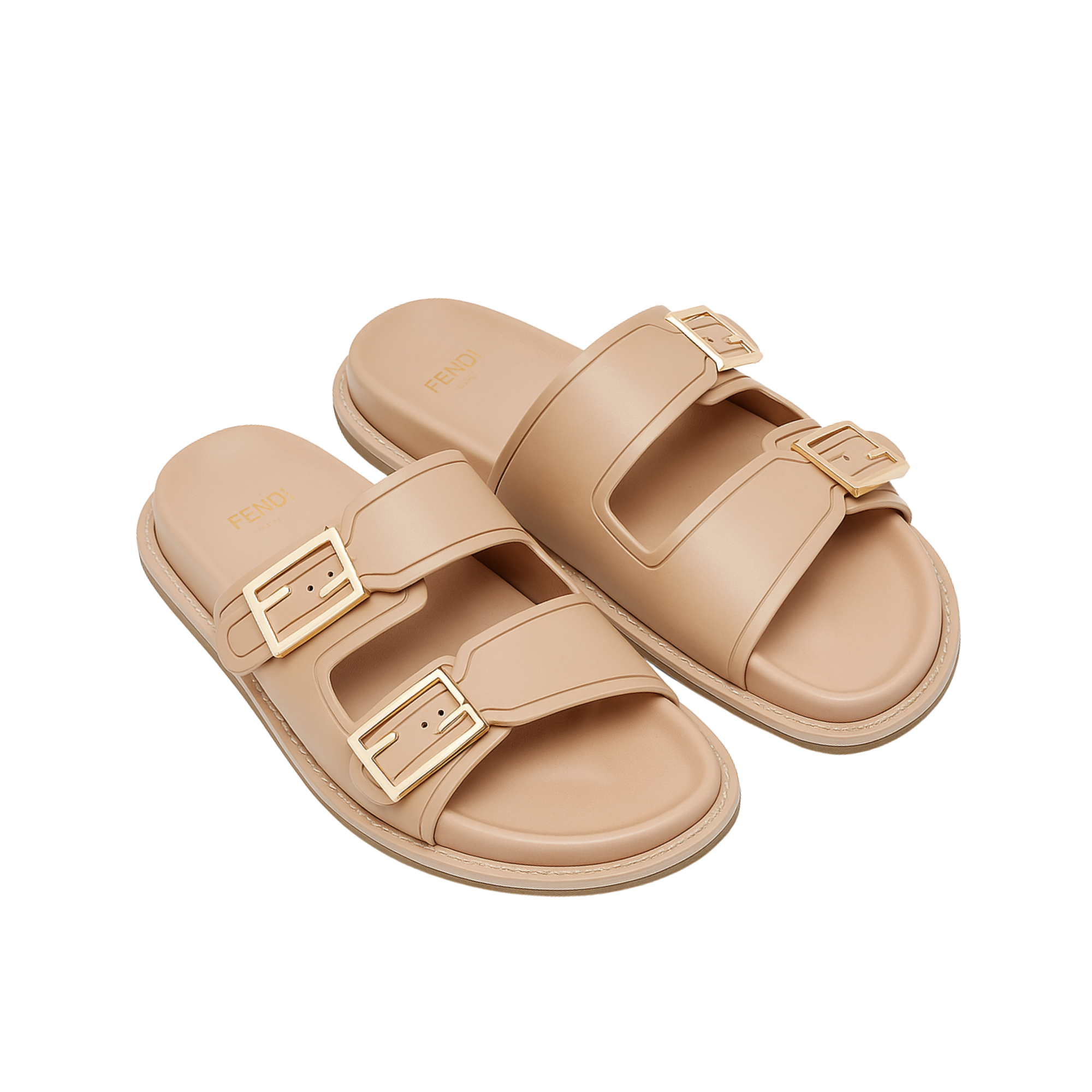 Fendi Feel Leather Slides Beige 8X8326Na7F1Kcu