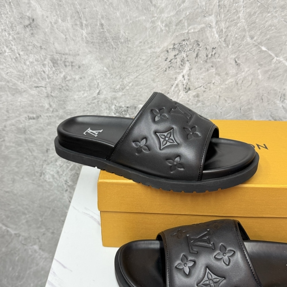 Louis Vuitton Miami Mule Monogram Embossed Synthetic Black 1Adgfe