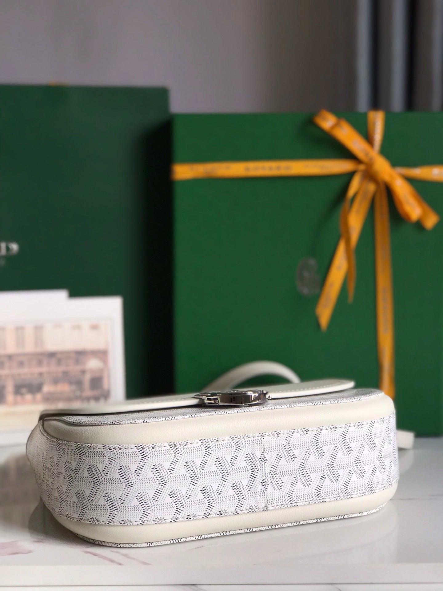 Goyard 233 Bag 25 Cm White Calfskin And Goyardine Canvas 25cm