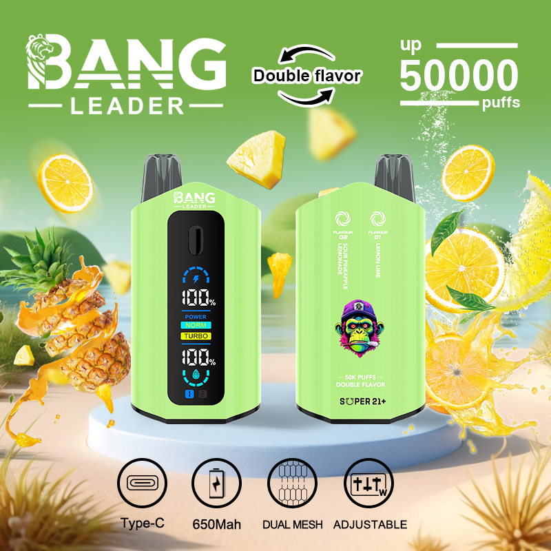 Bang Leader 50K Puffs 2-in-1 Prefilled Vape | Dual Flavor, Adjustable Wattage,  Rechargeable