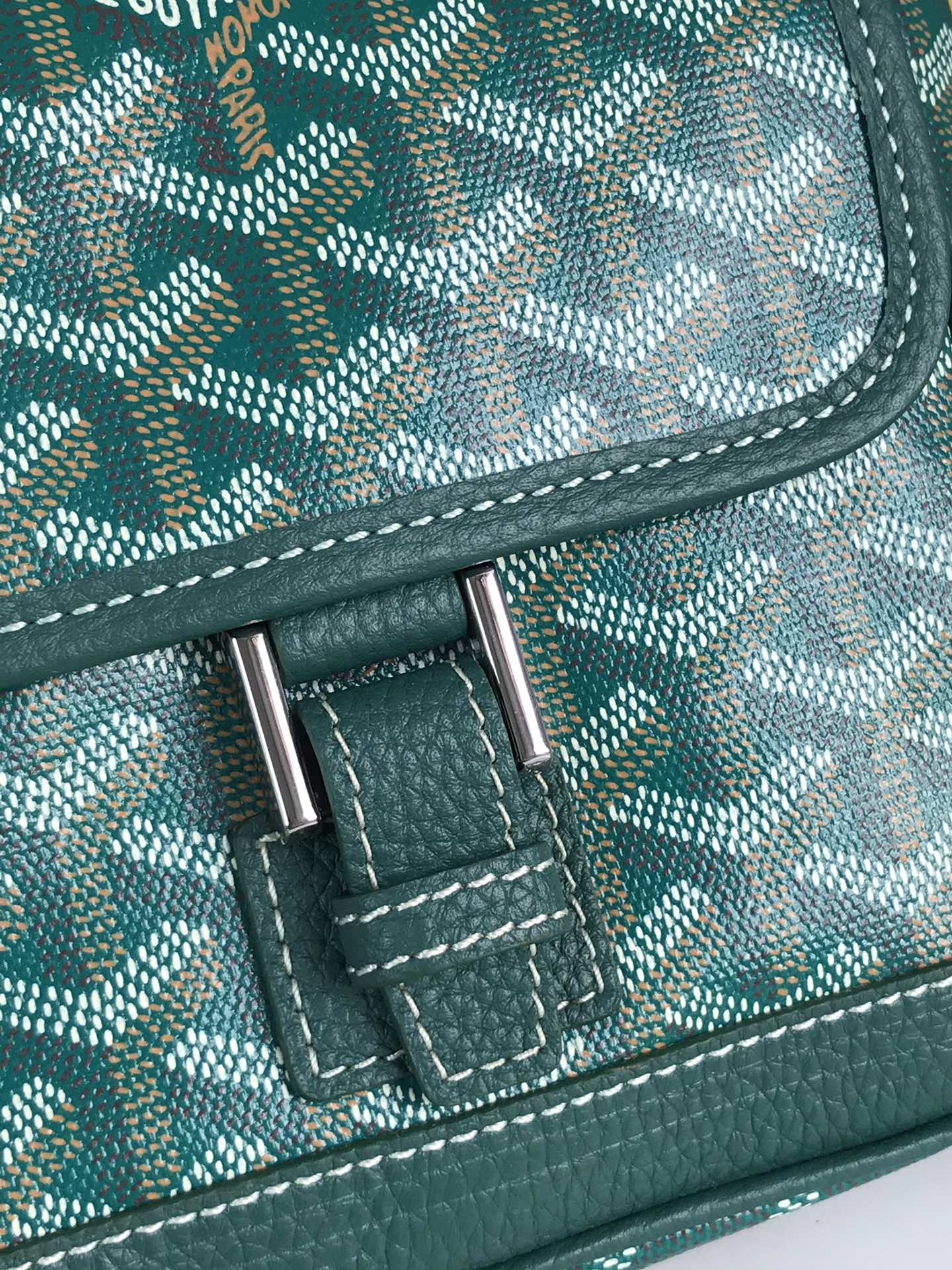 Goyard Grand Bleu 16 Cm Green Goyardine Canvas And Lambskin