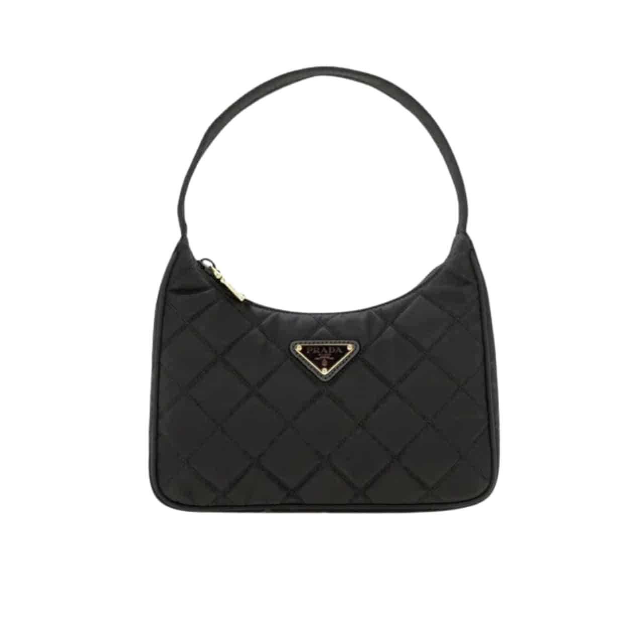 Prada Contenitore Maniglia Tessutu Nylon Quilted Shoulder Bag Black 21Cm