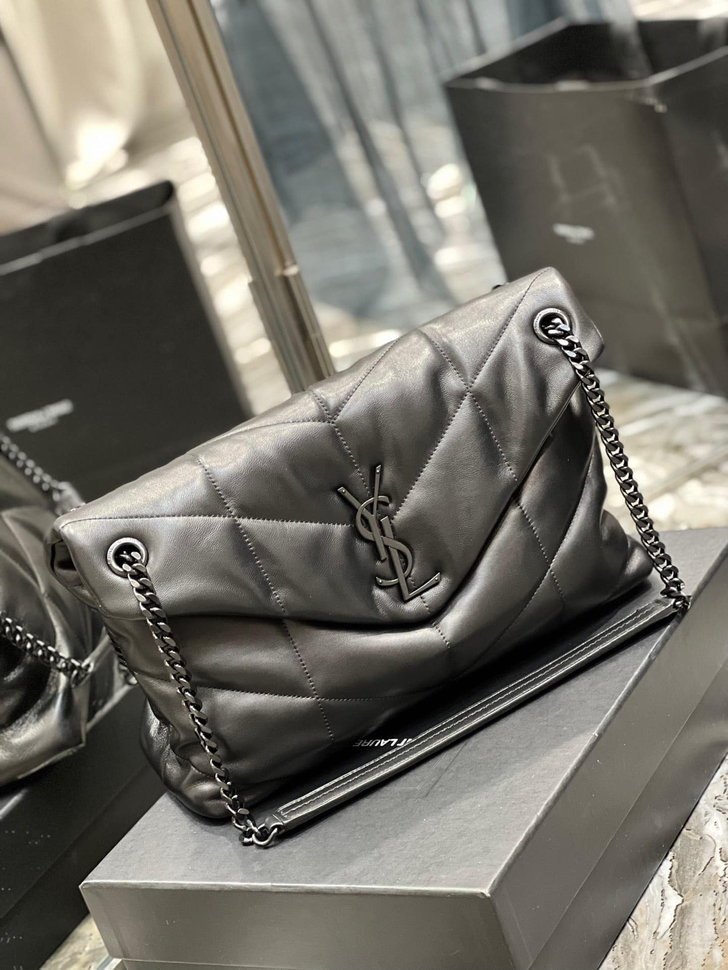 Saint Laurent Puffer Medium Chain Bag In Quilted