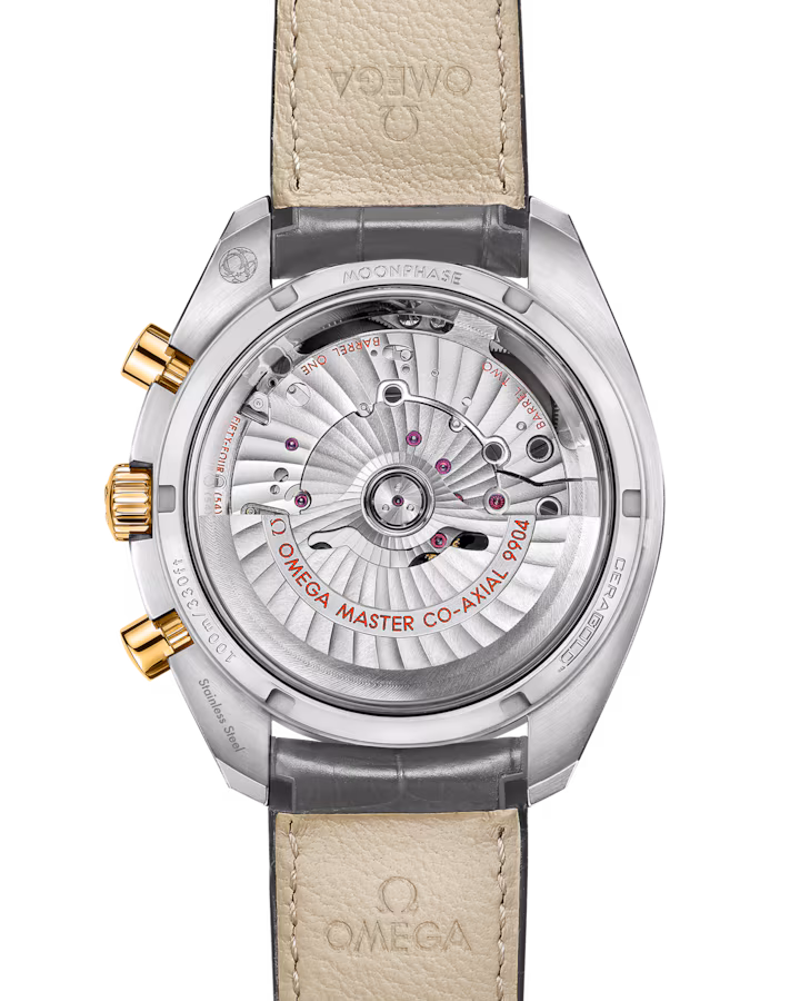 Omega Speedmaster Moonphase Grey Dial 44.25mm Stainless Steel 18k Yellow Gold Strap 304.23.44.52.06.001