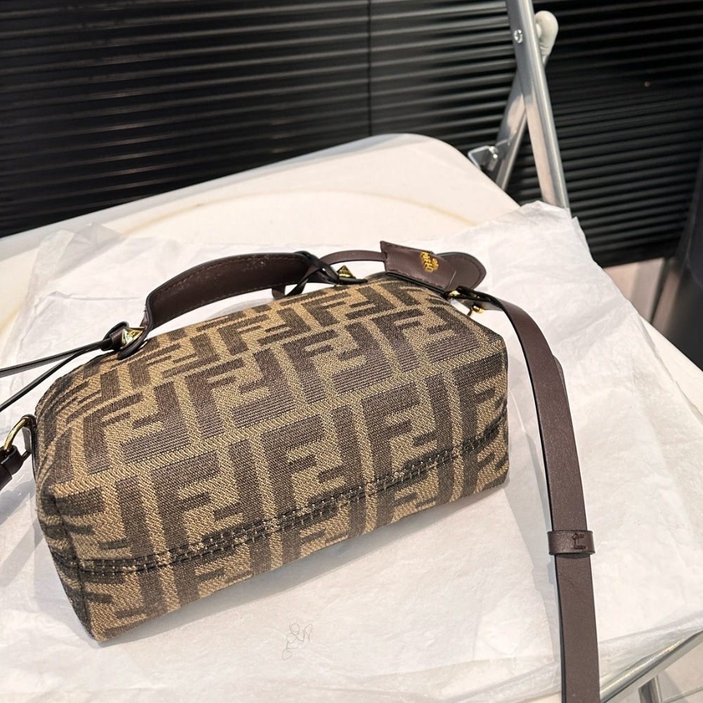 Fendi By The Way Soft Medium Brown Ff Jacquard Fabric Bag 27Cm