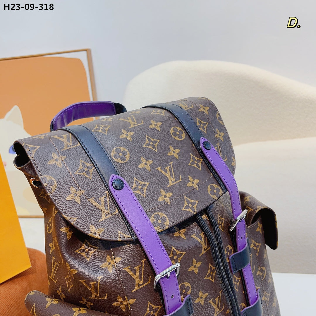 Louis Vuitton Christopher Backpack Monogram Macassar Canvas Brown And Purple 45Cm M46247