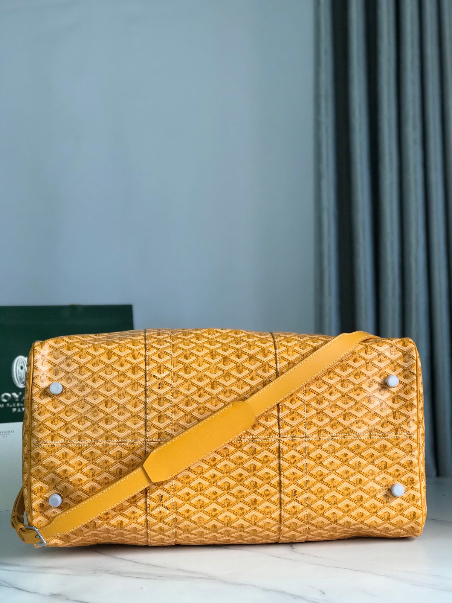 Goyard Boston 50cm Bag Yellow Goyardine Canvas And Calfskin Trim