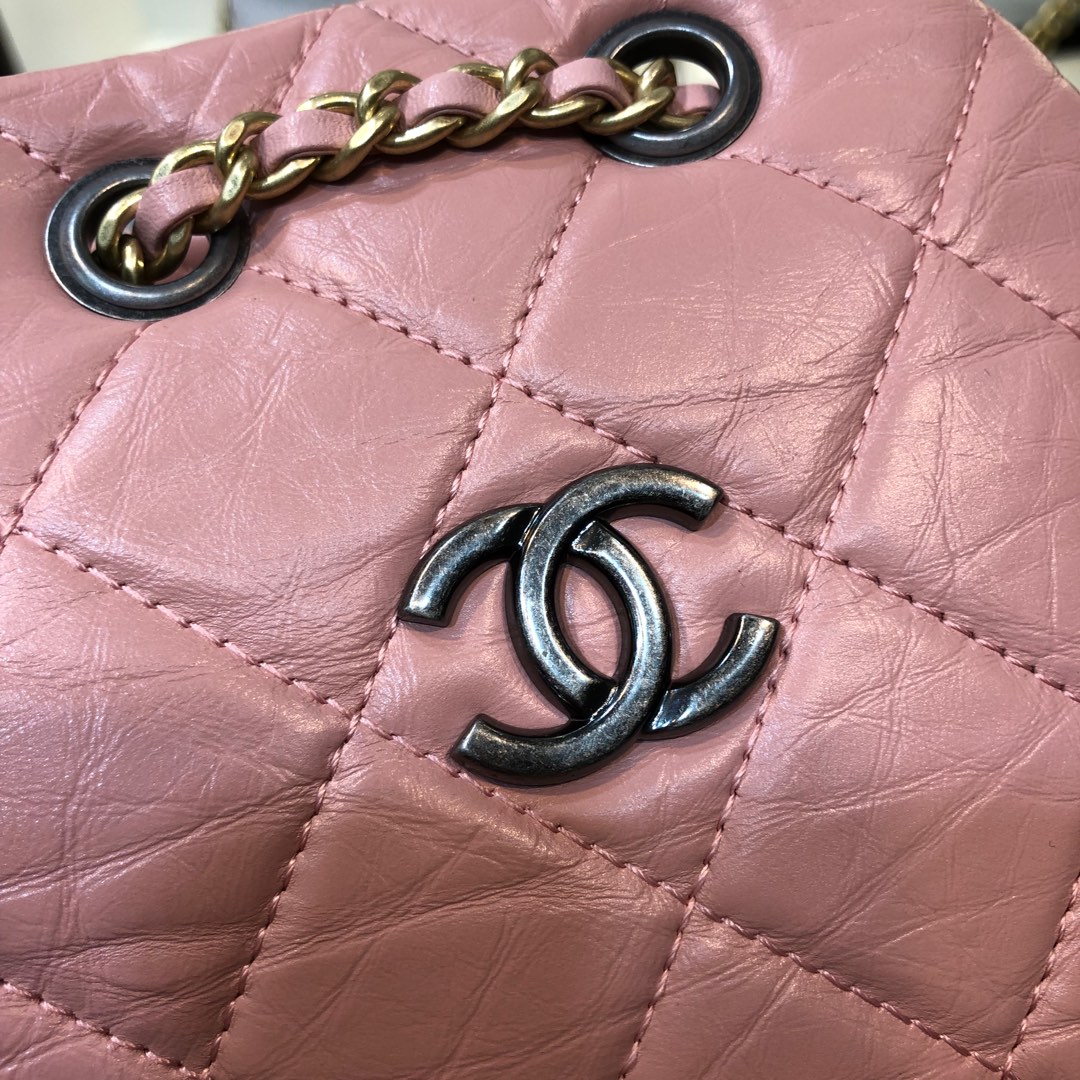 Gabrielle Small Quilted Aged Calfskin Backpack in Pink