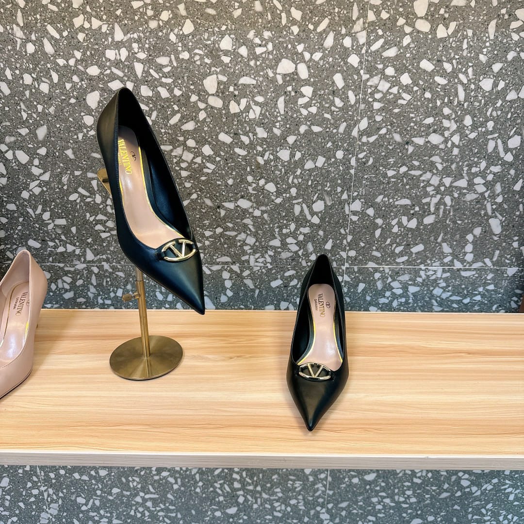 Valentino Garavani VLogo Patent Leather Slingback Pump Black