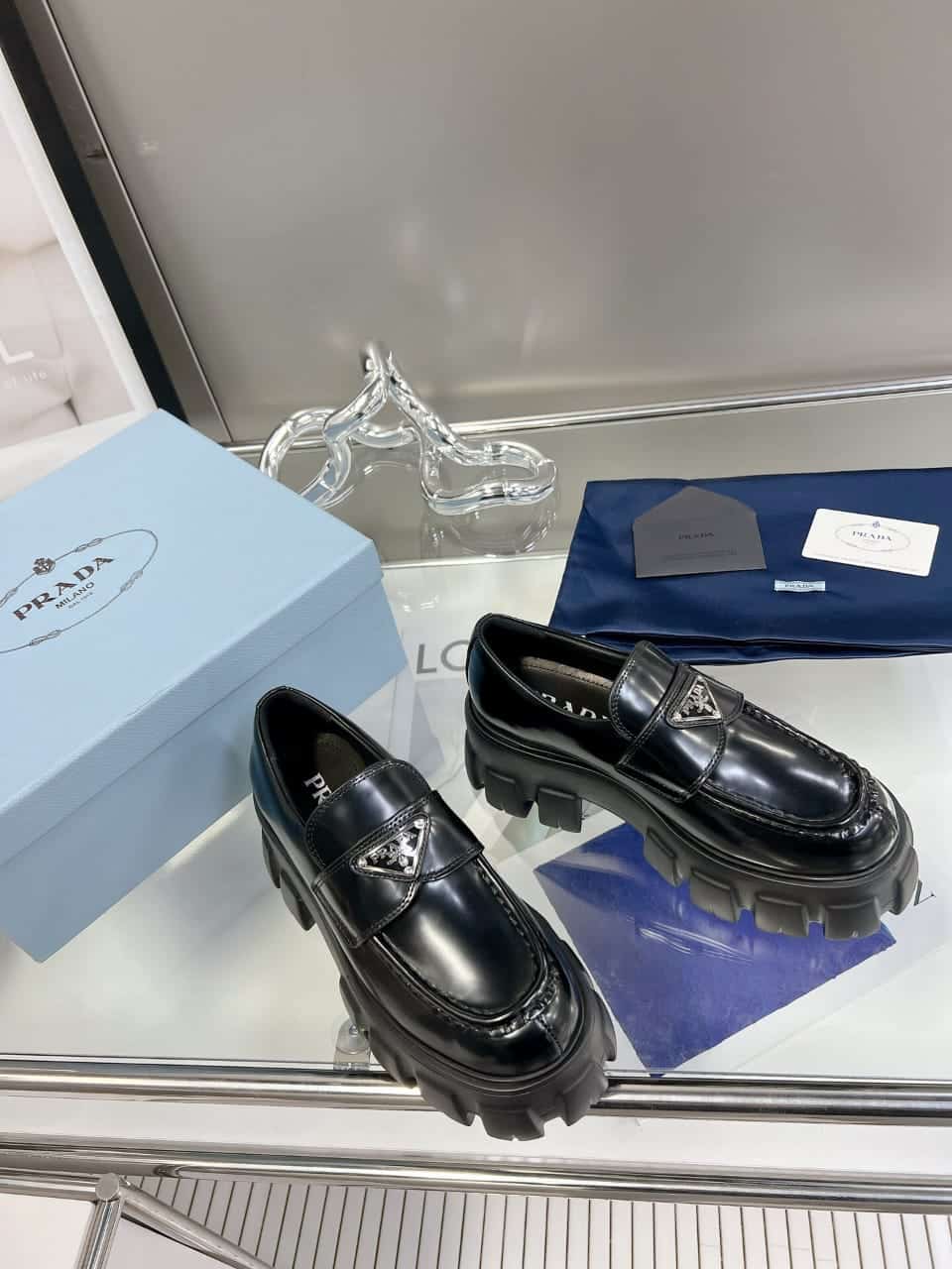 Prada Brushed Leather Monolith Loafers 1D649Mb4Lf0002Fb055