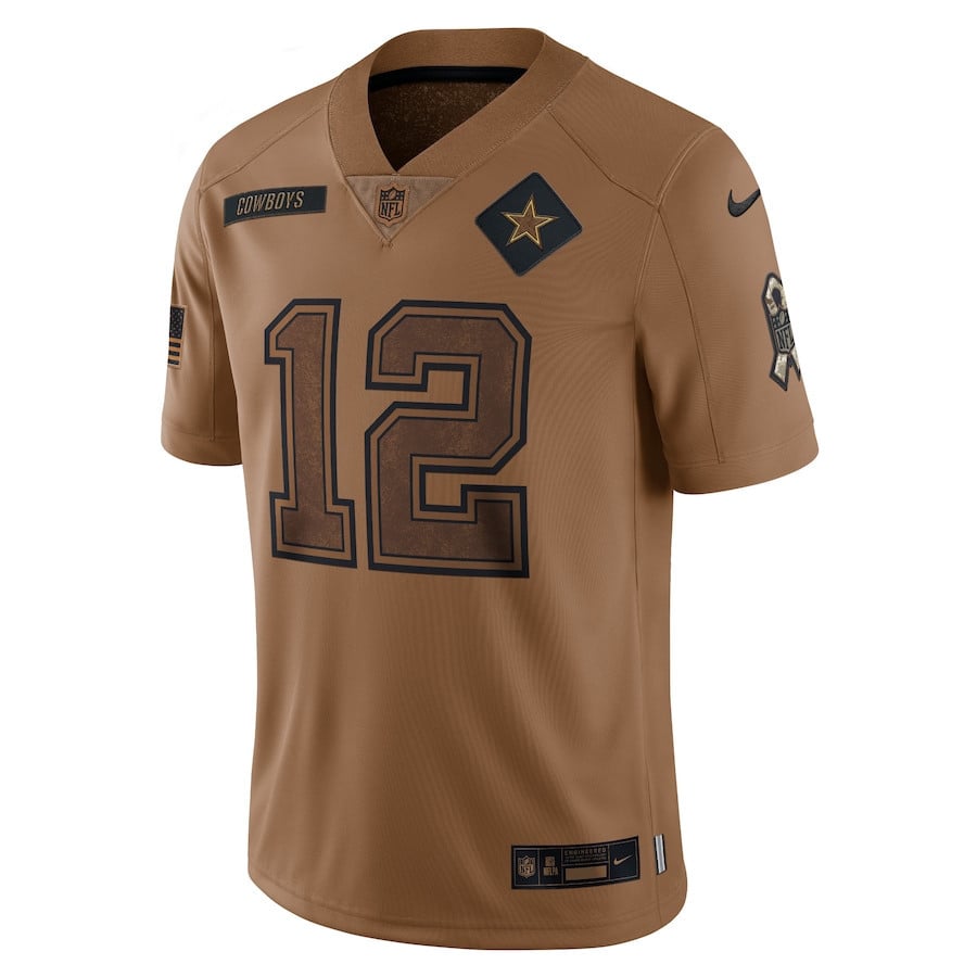 Roger Staubach 12 Dallas Cowboys 2023 Salute To Service Jersey - Brown