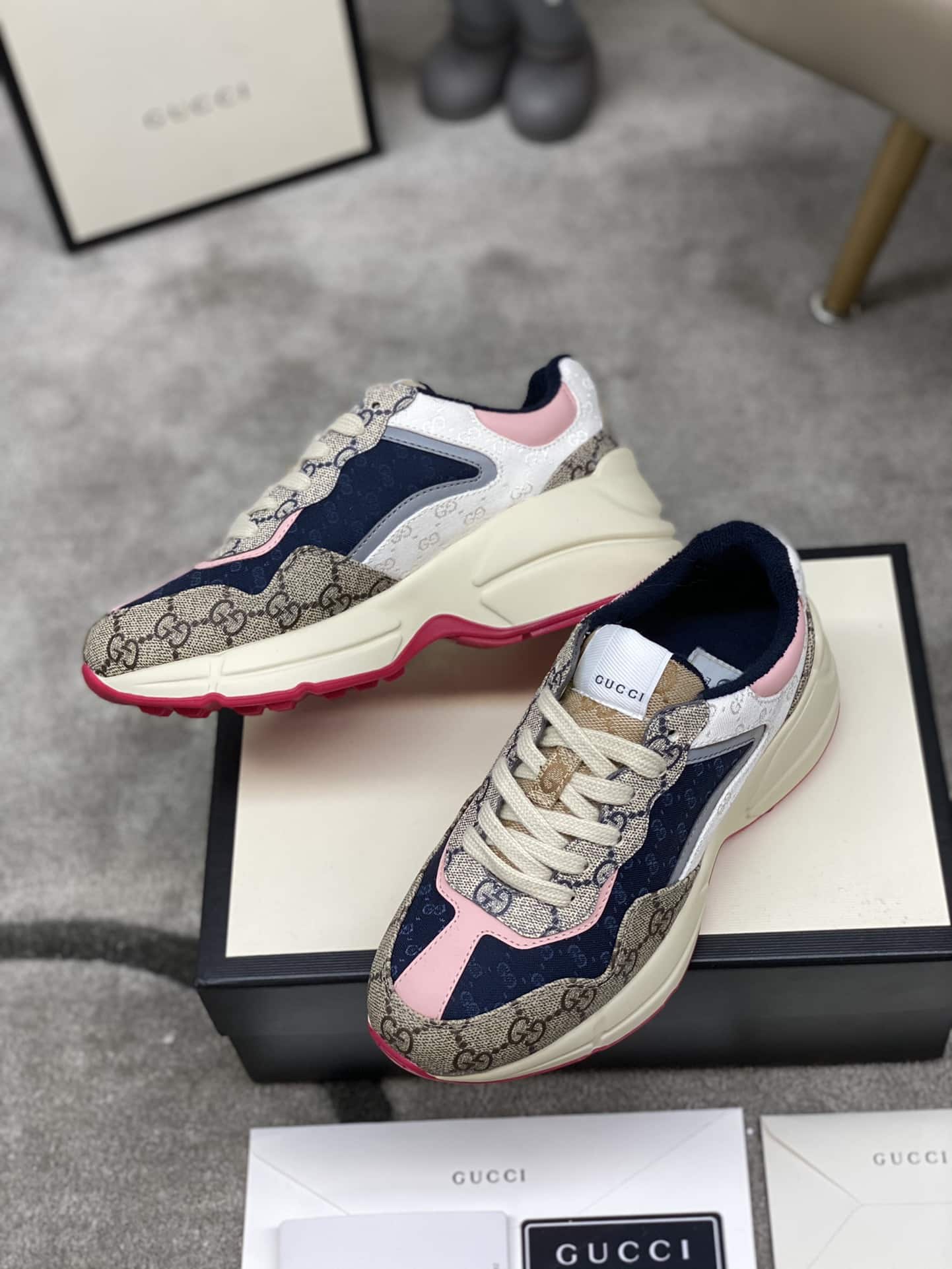 Gucci Wmns Gg Rhyton Beige White Pink 620185 99Wf0 4371