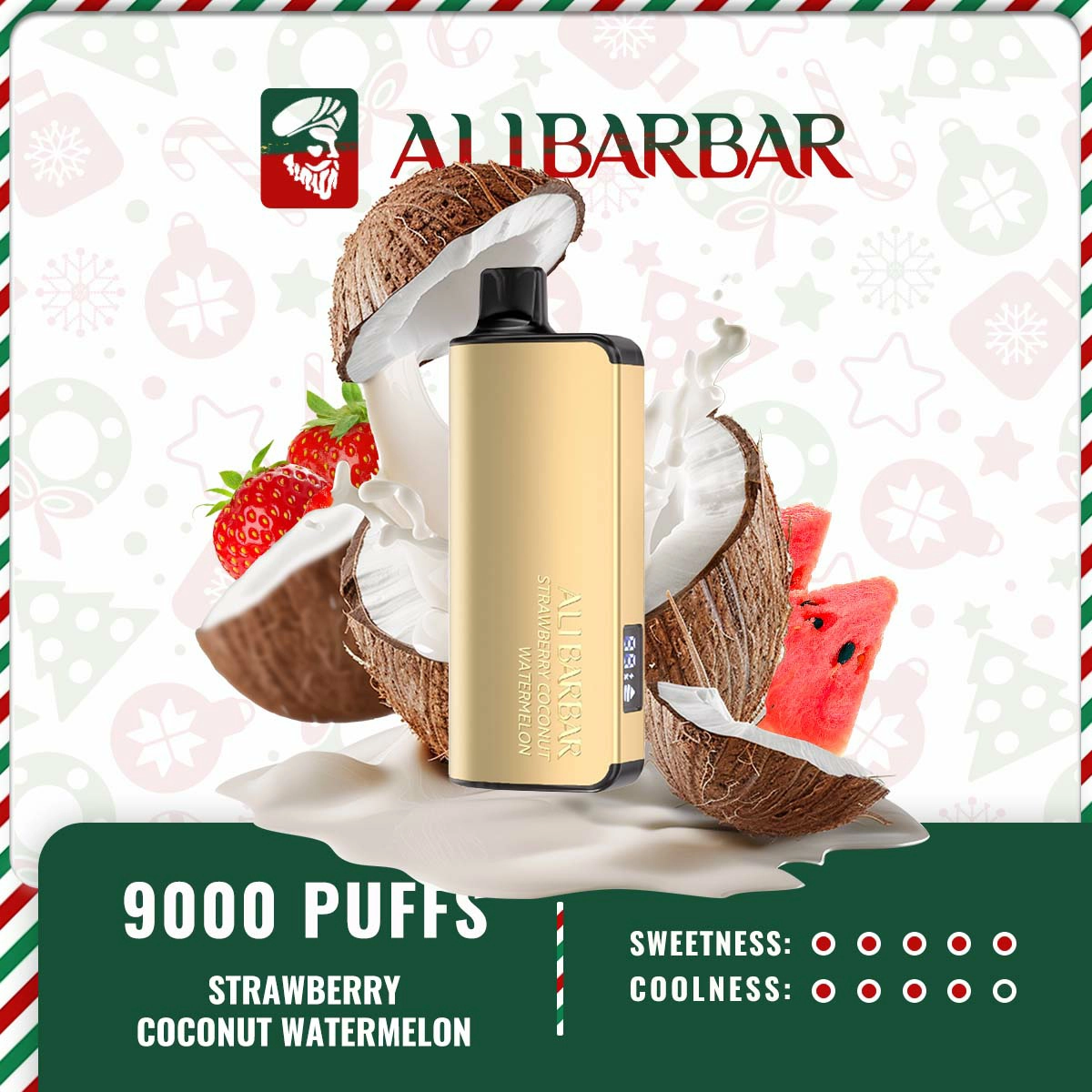 Alibarbar Ingot 9000puffs – Strawberry Coconut Watermelon