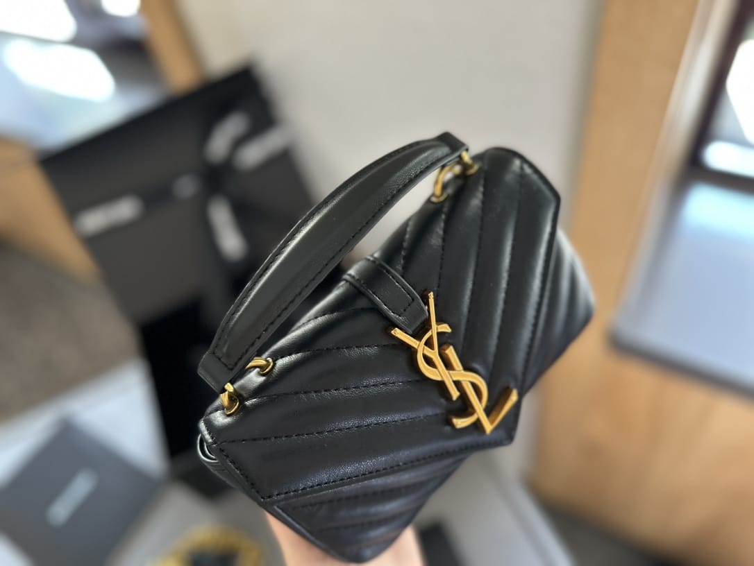 Saint Laurent College Mini Chain Bag Black 18Cm