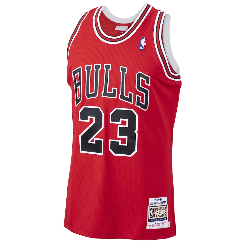 Men's Chicago Bulls Michael Jordan Mitchell & Ness Scarlet 1997/98 Hardwood Classics Authentic Jersey