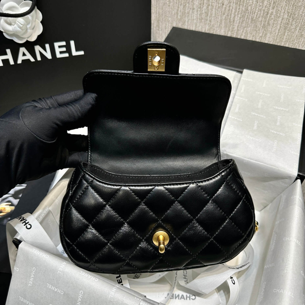 Chanel 24C Quilted Lambskin Small Bag With Top Handle