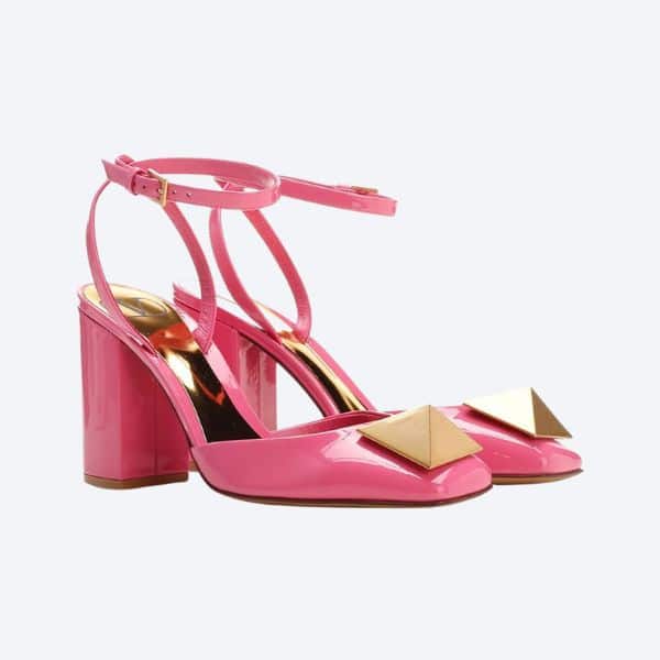 Valentino One Stud Pump In Patent Leather 90Mm Pink Xw2S0Dt4Laf