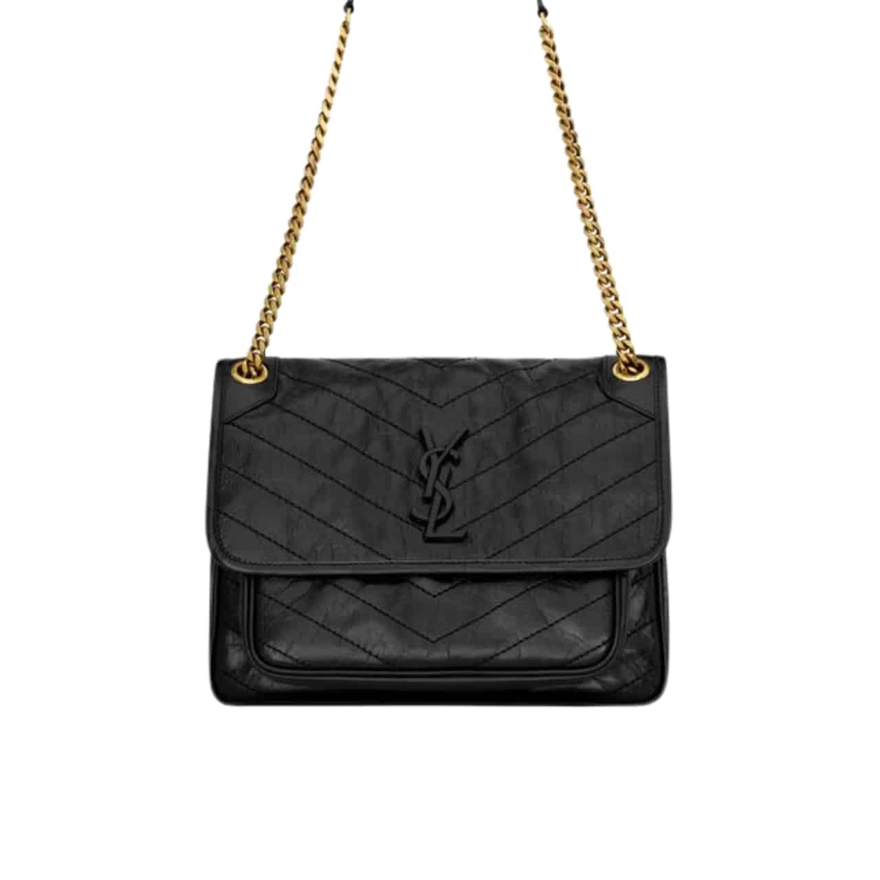Saint Laurent Niki Medium In Vintage Leather Black Noir 28Cm