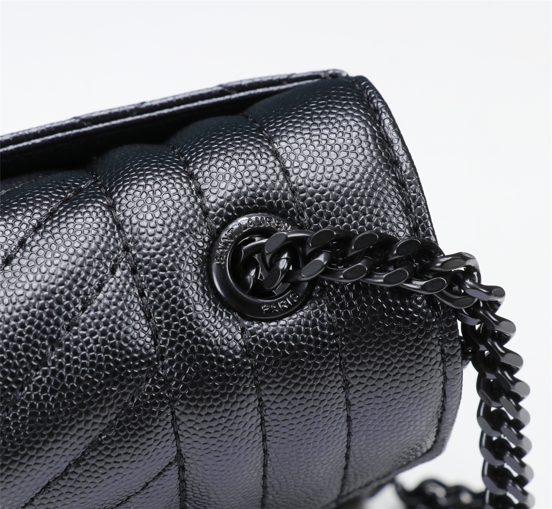 Saint Laurent Envelope Small Bag In Mix Matelasse Grain De Poudre Embossed Black Noir