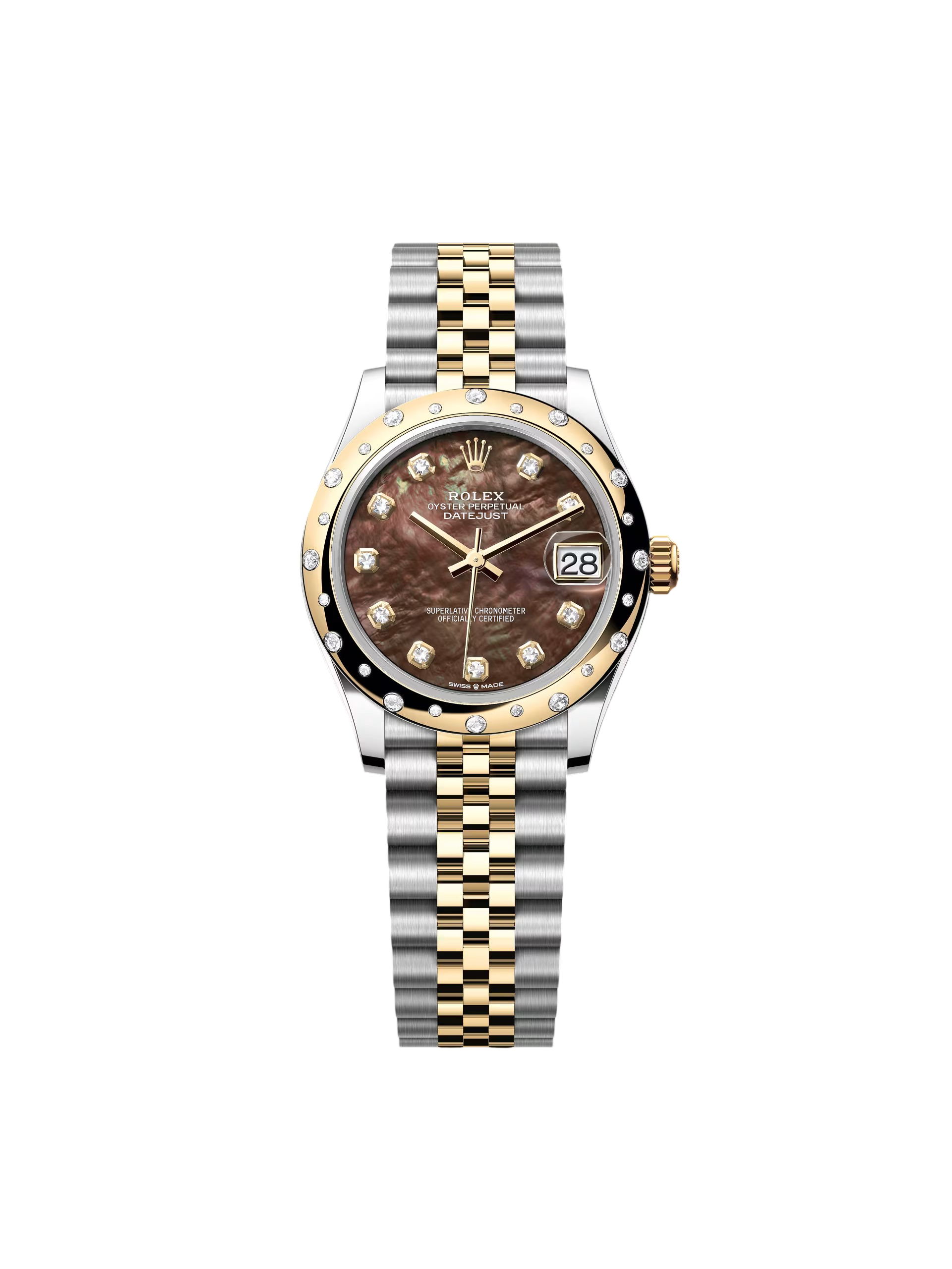 Rolex Datejust m278343 31mm Black Mother-of-Pearl Dial Yellow Rolesor Oyster Watch