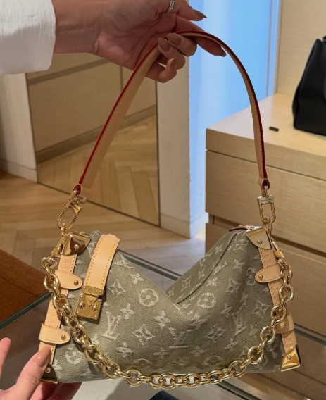 Louis Vuitton East West MM Side Trunk Bag Khaki Denim 28cm M27451