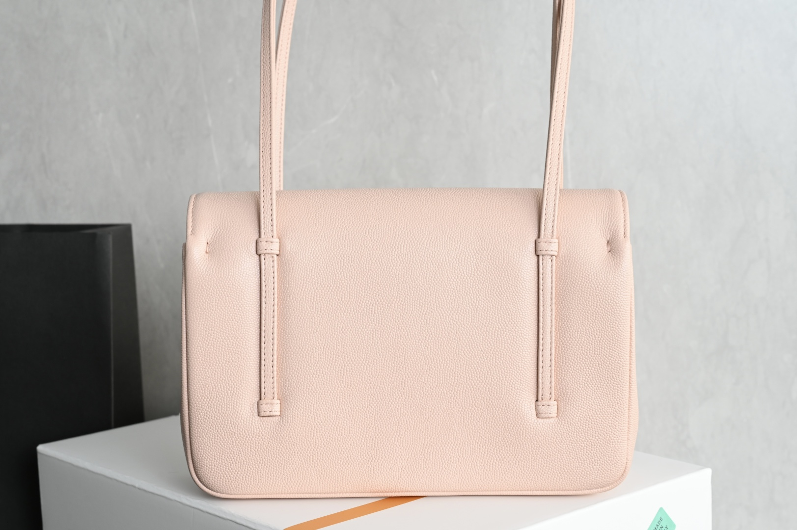 26P Preppy Coco Large Flap Bag in Light Pink Grained Shiny Calfskin with Gold-Tone Hardware