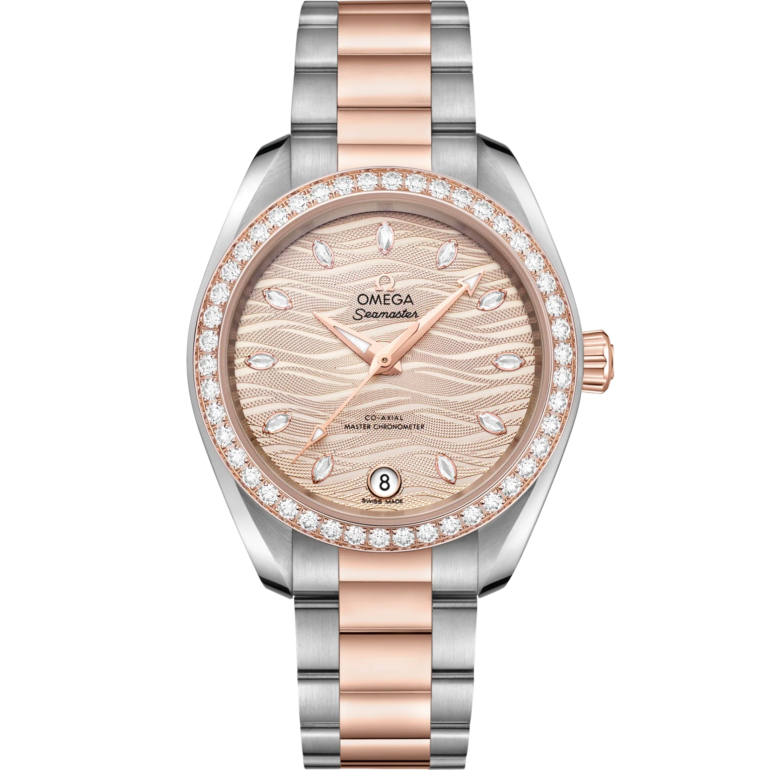 Omega Seamaster Aqua Terra 150M 34 mm Grey Dial with Diamonds Stainless Steel and Sedna™ 18k Rose Gold Bracelet 220.25.34.20.59.001