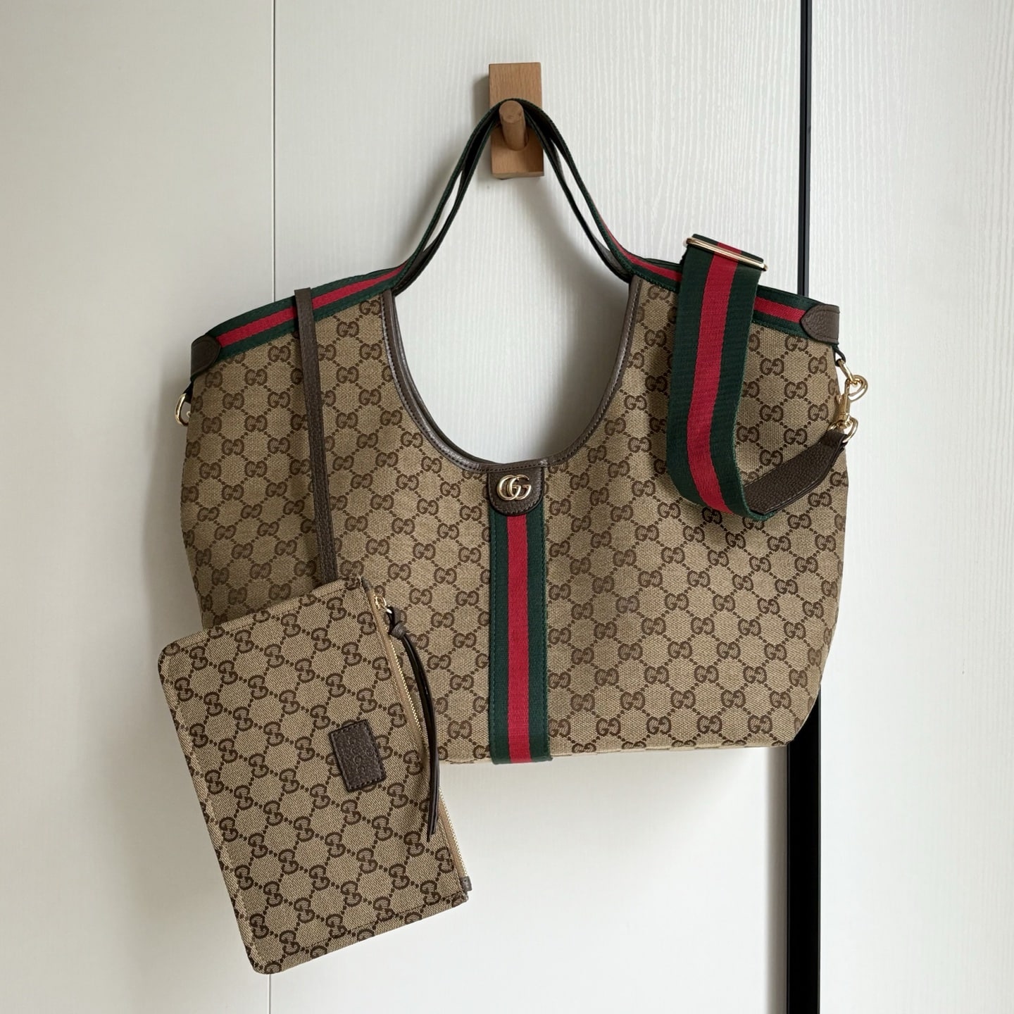 Gucci Giglio Large Tote Bag Beige And Dark Brown GG Canvas 60Cm 853971 FAFFP 2547