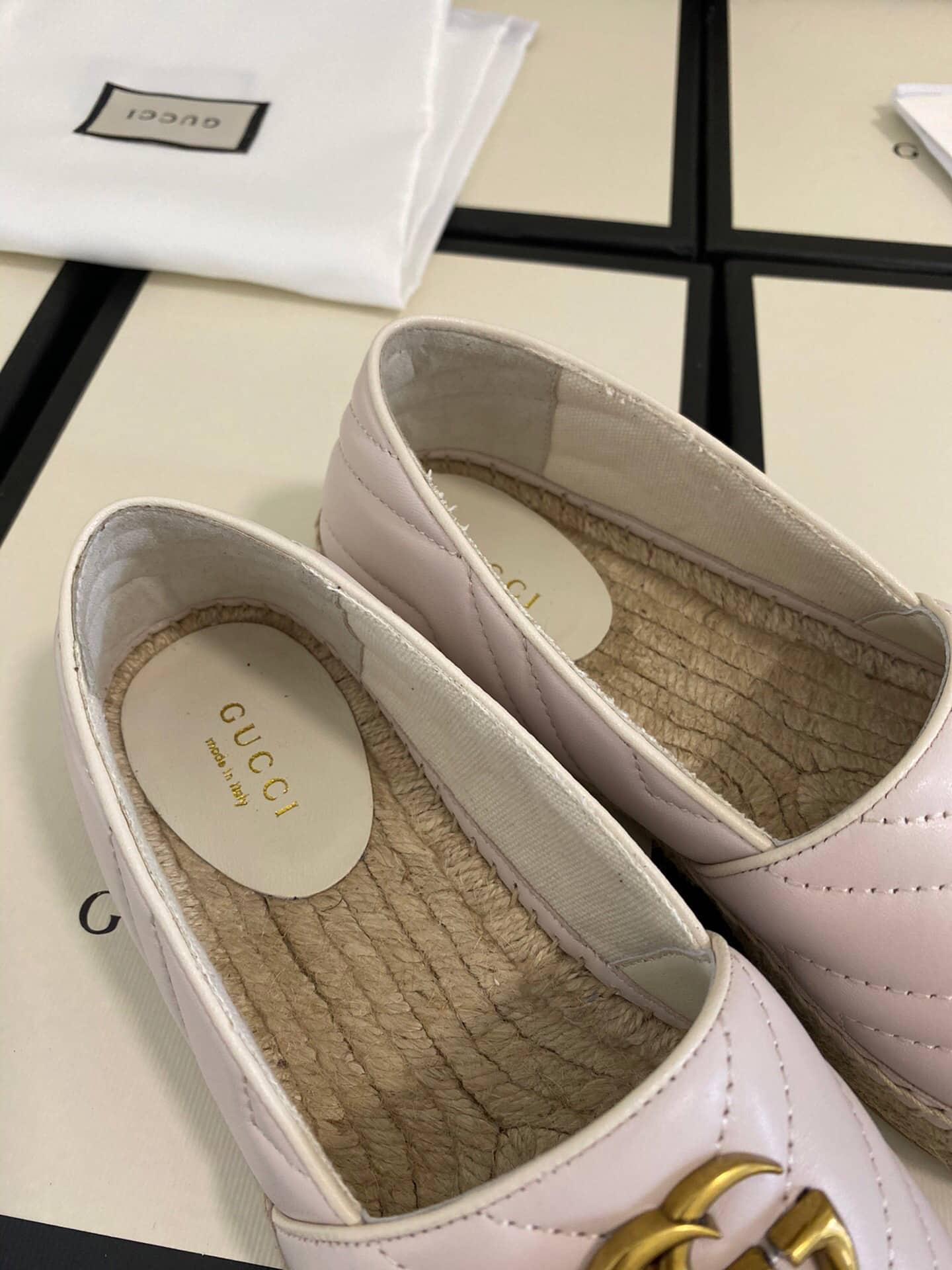 Gucci Leather Espadrille With Double G White ?551890 Bko00 1000