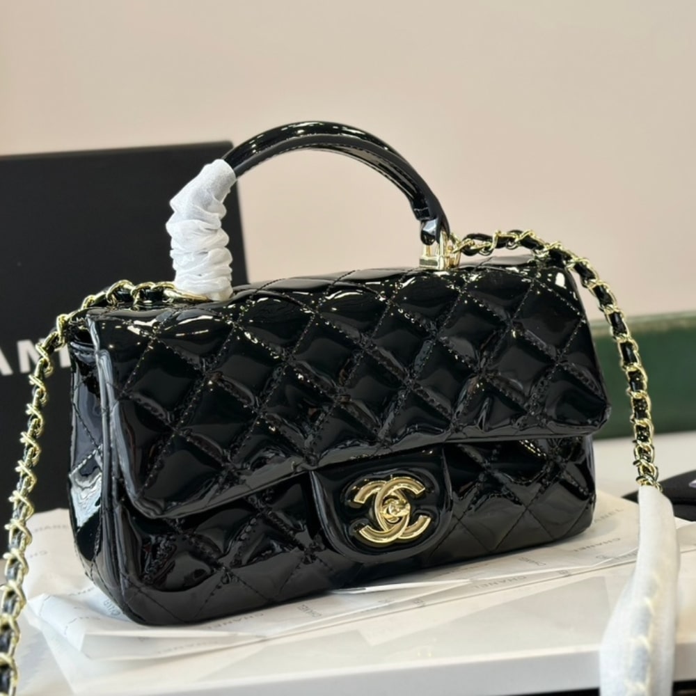 Chanel Mini Classic Handbag With Top Handle Black 20Cm/7.8in As2431 B18237 94305
