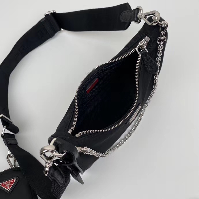 Prada Re Edition 2005 Re Nylon Black Red 22cm 1BH204 064 F0DL1 V I1L