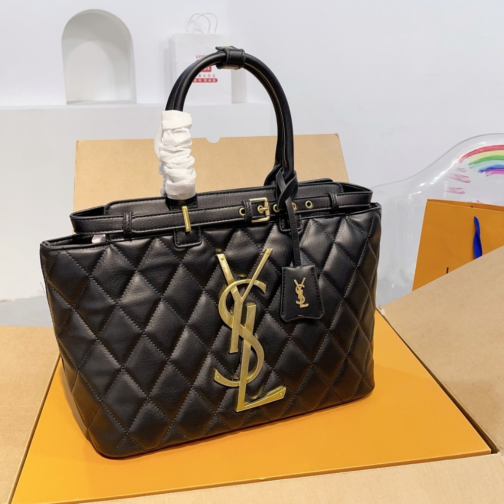 Saint Laurent Leather Leather Handbag Black 33Cm