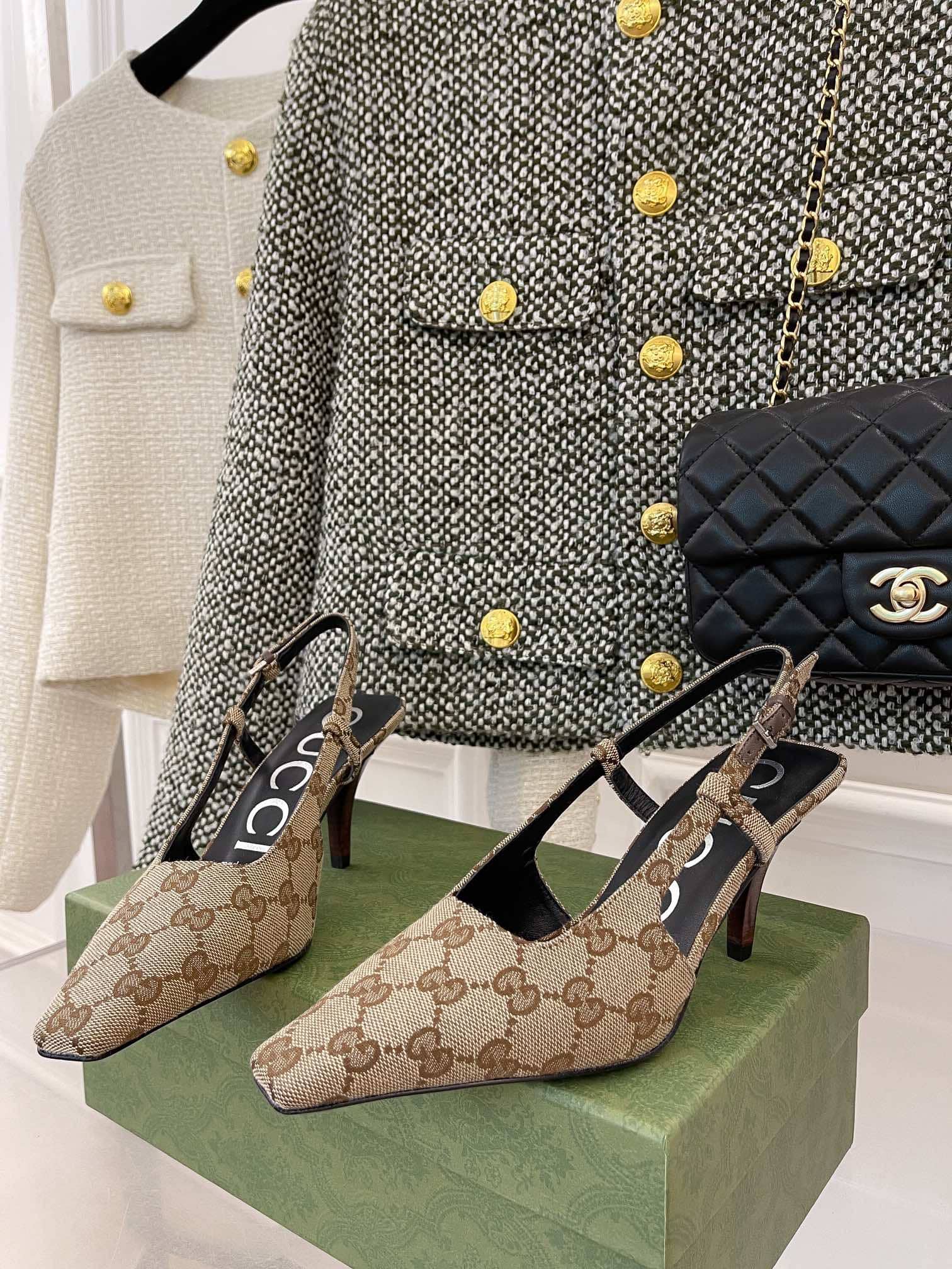 Gucci Women?S Gg Slingback Pump Beige ?675420 Ky980 9763