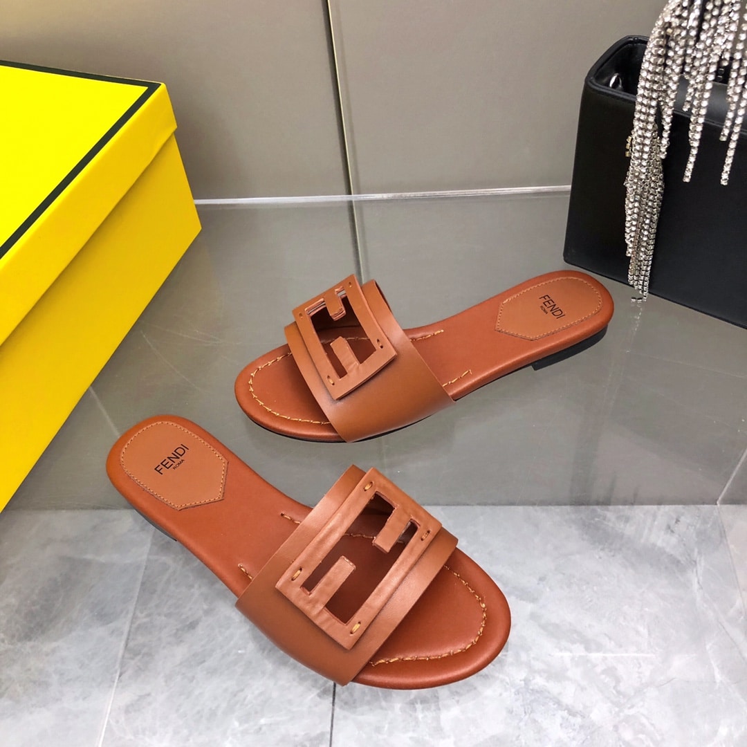 Fendi Baguette Brown Leather Slides 8R8136Ae7Tf1C4R