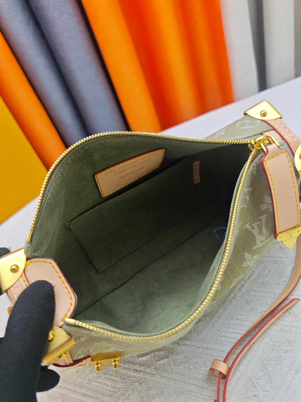 Louis Vuitton East West MM Side Trunk Bag Khaki Denim 28cm M27451