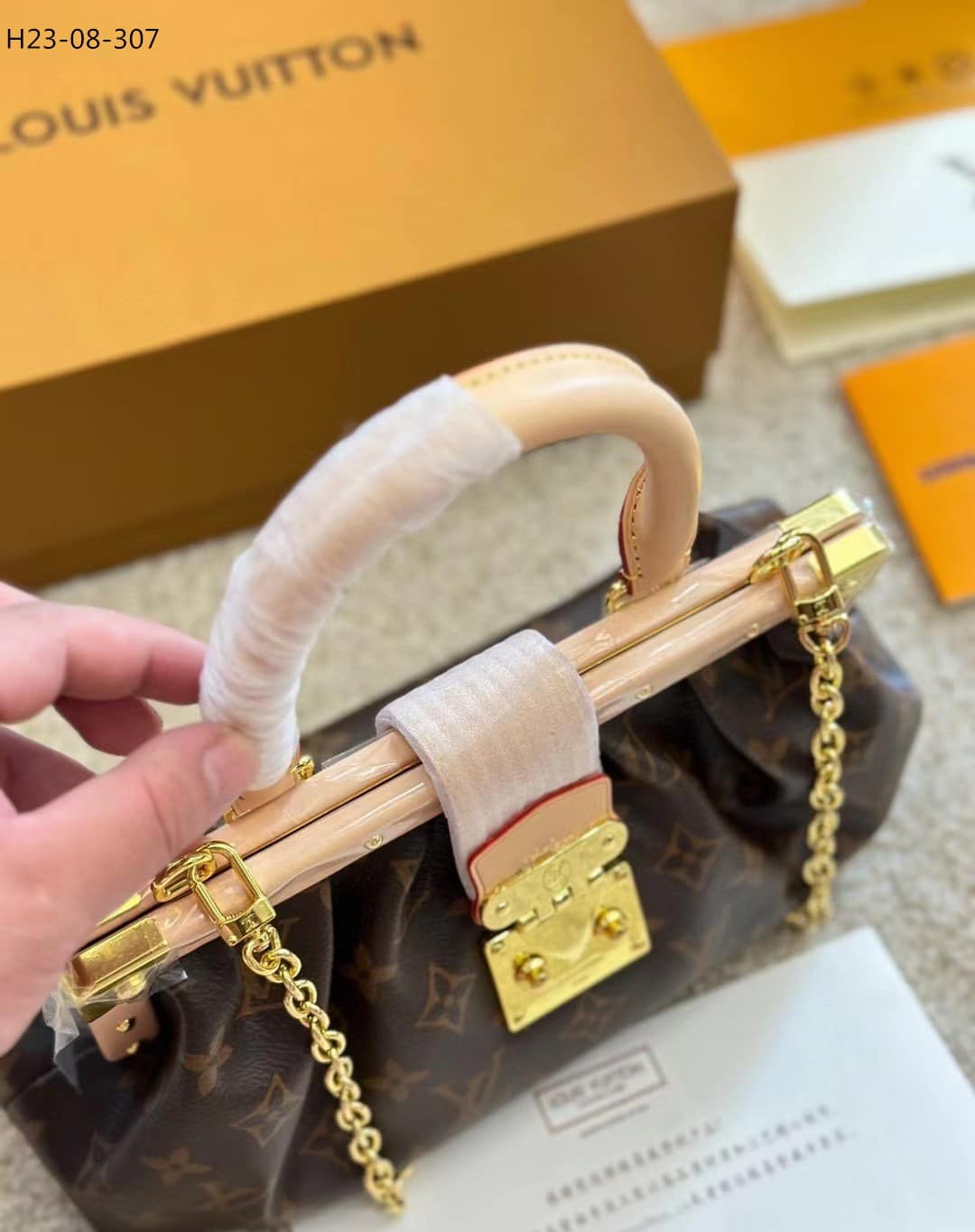 Louis Vuitton Monogram Clutch Bag Brown 28Cm M46544