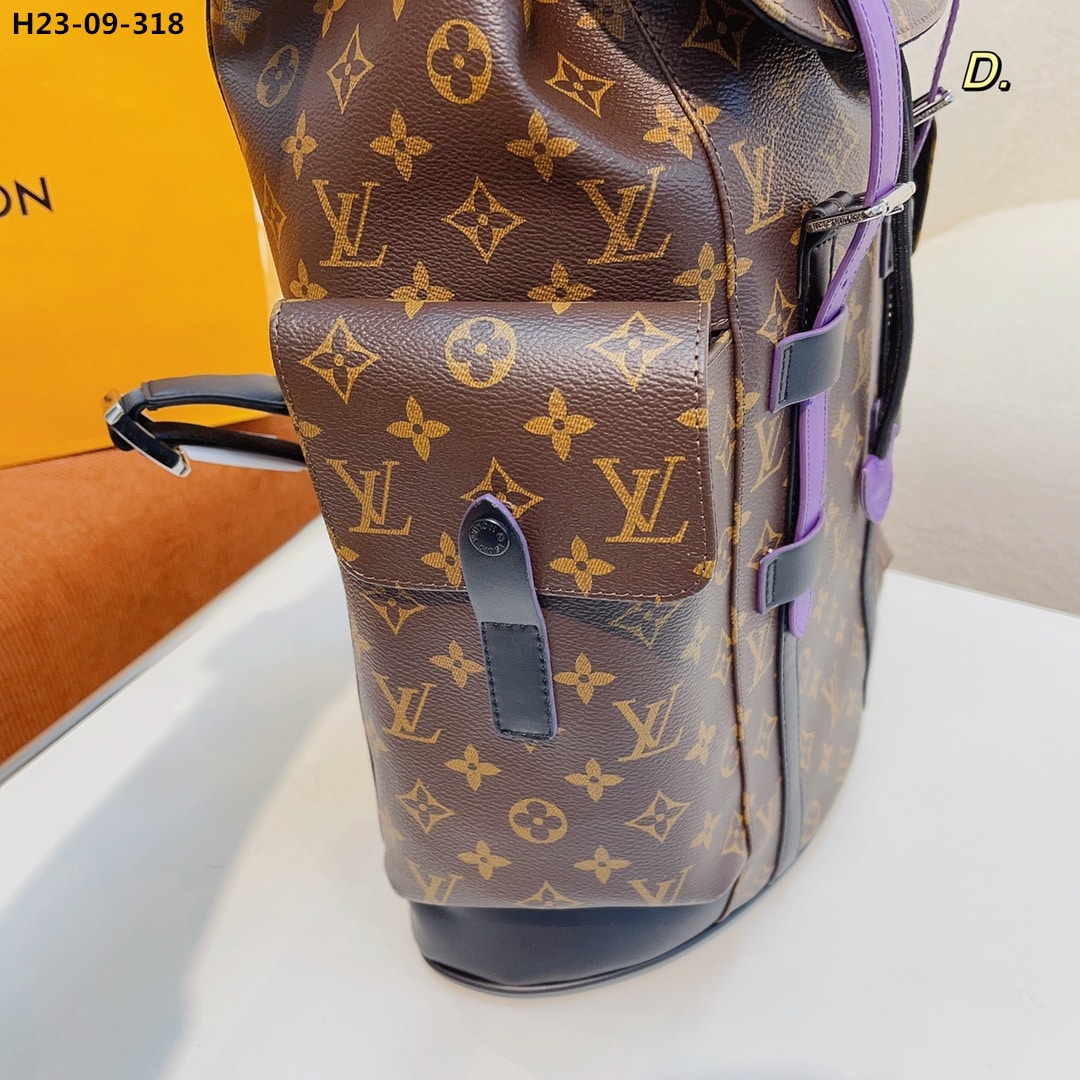 Louis Vuitton Christopher Backpack Monogram Macassar Canvas Brown And Purple 45Cm M46247