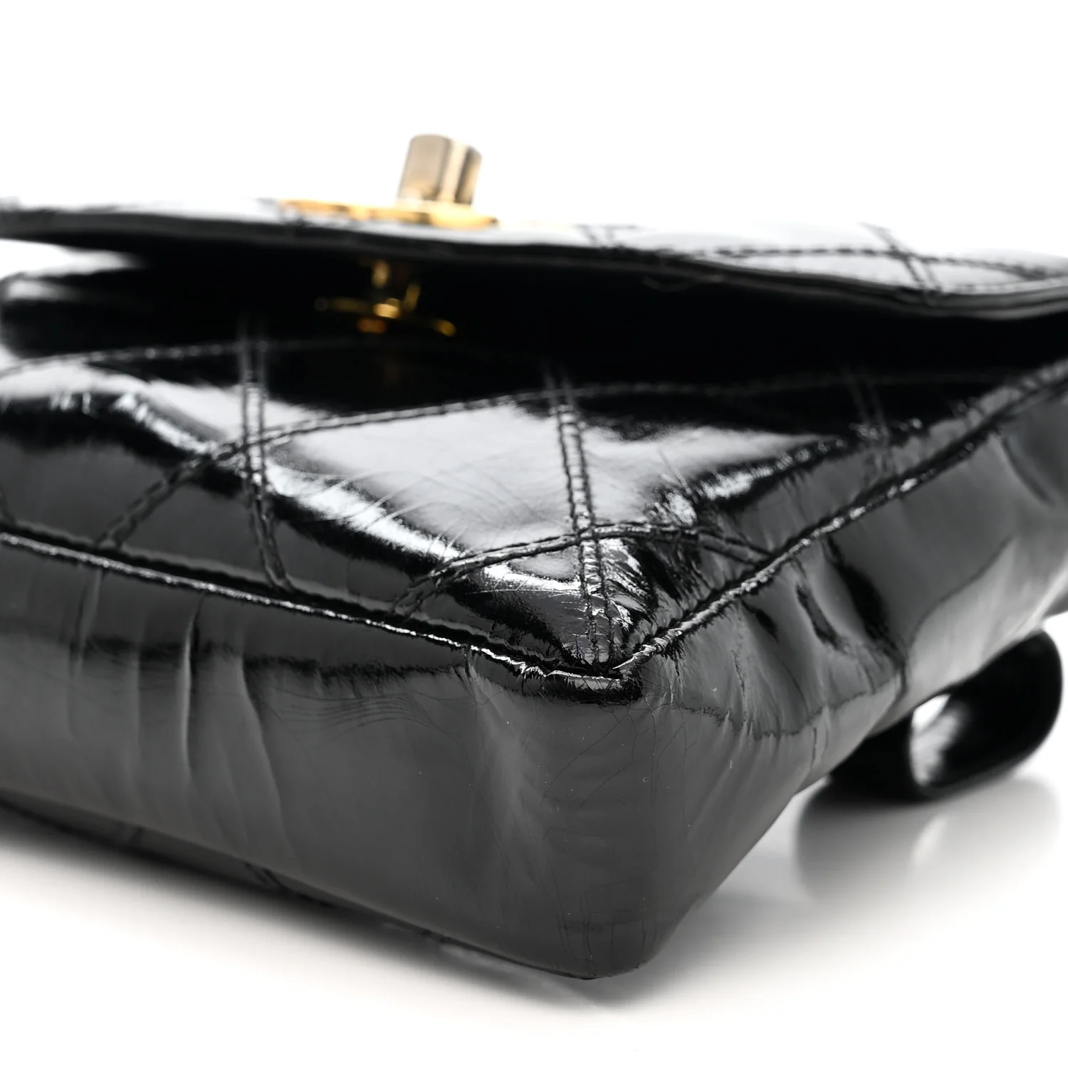 Patent Flap Waist Belt Bag Black