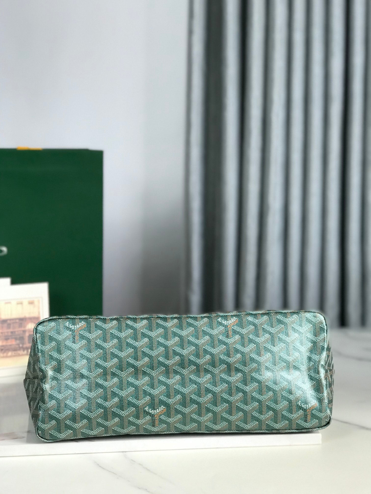 Goyard Bohème Hobo Bag 42Cm Green Canvas Chevroches Calfskin